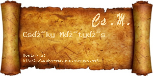Csáky Mátyás névjegykártya