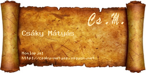 Csáky Mátyás névjegykártya